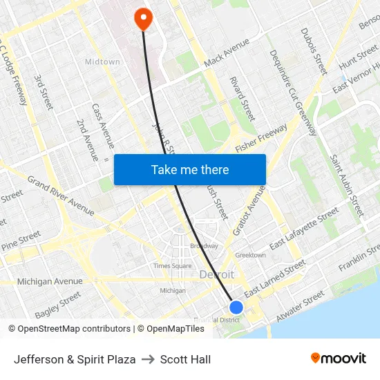 Jefferson & Spirit Plaza to Scott Hall map