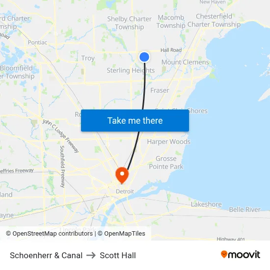 Schoenherr & Canal to Scott Hall map