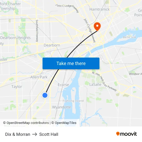 Dix & Morran to Scott Hall map