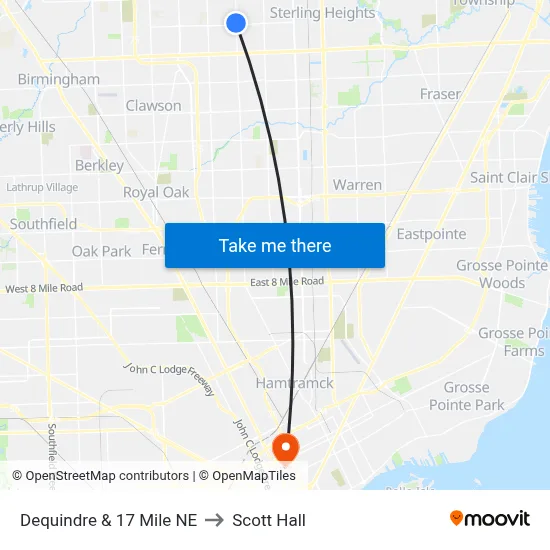 Dequindre & 17 Mile NE to Scott Hall map