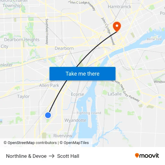 Northline & Devoe to Scott Hall map