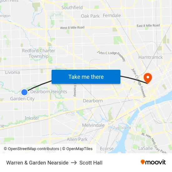 Warren & Garden Nearside to Scott Hall map