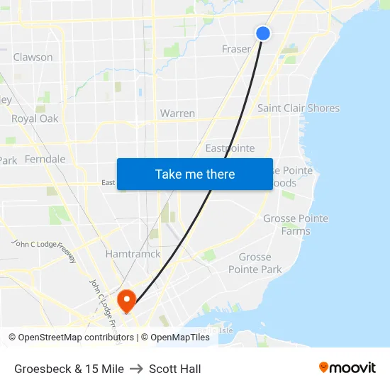 Groesbeck & 15 Mile to Scott Hall map
