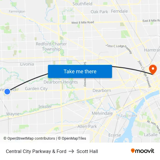 Central City Parkway & Ford to Scott Hall map