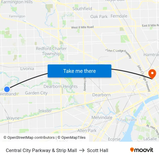 Central City Parkway & Strip Mall to Scott Hall map