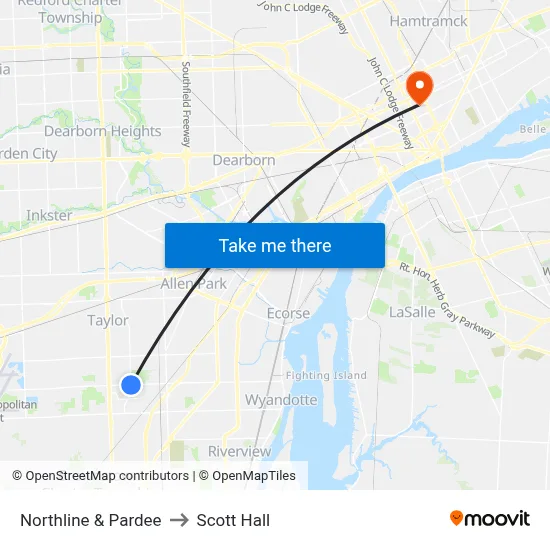 Northline & Pardee to Scott Hall map