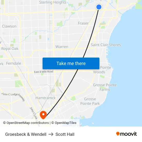 Groesbeck & Wendell to Scott Hall map