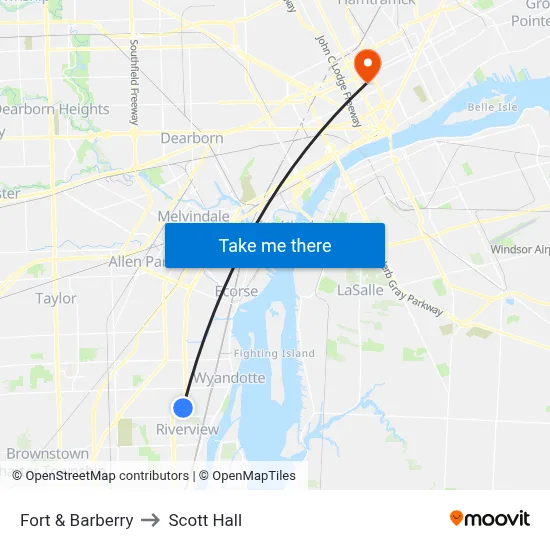 Fort & Barberry to Scott Hall map