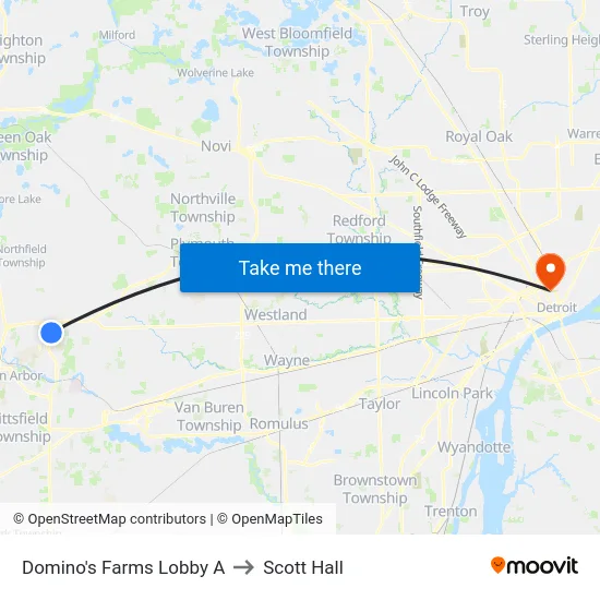 Domino's Farms Lobby A to Scott Hall map