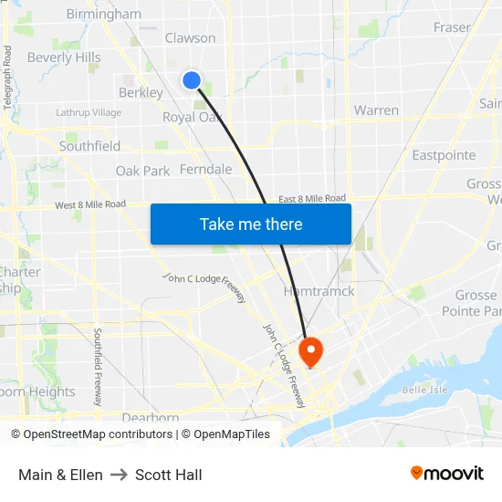 Main & Ellen to Scott Hall map