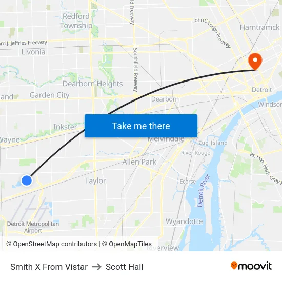 Smith @ Vistar to Scott Hall map