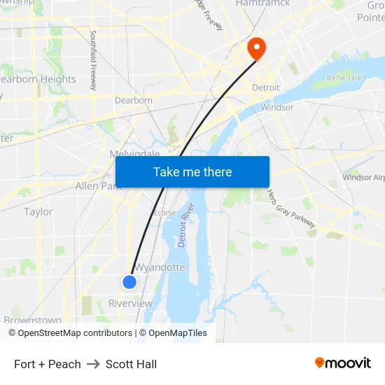 Fort & Peach to Scott Hall map
