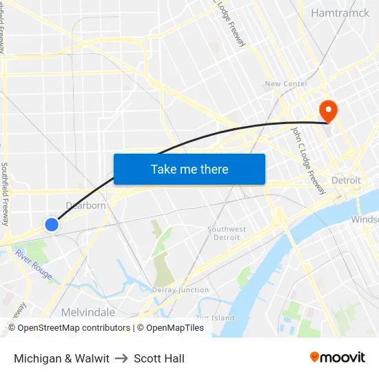 Michigan & Walwit to Scott Hall map