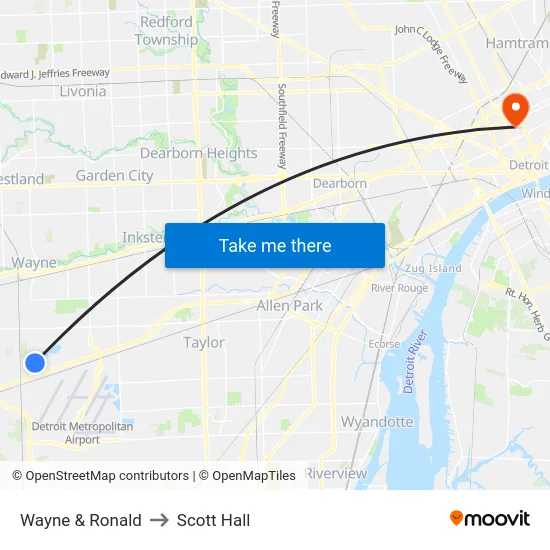 Wayne & Ronald to Scott Hall map