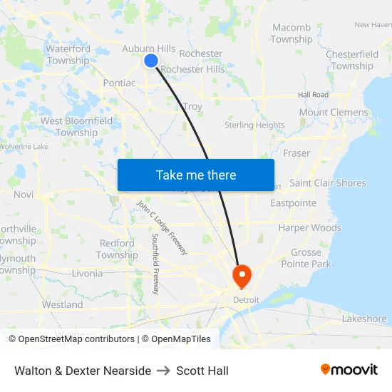 Walton & Dexter Nearside to Scott Hall map