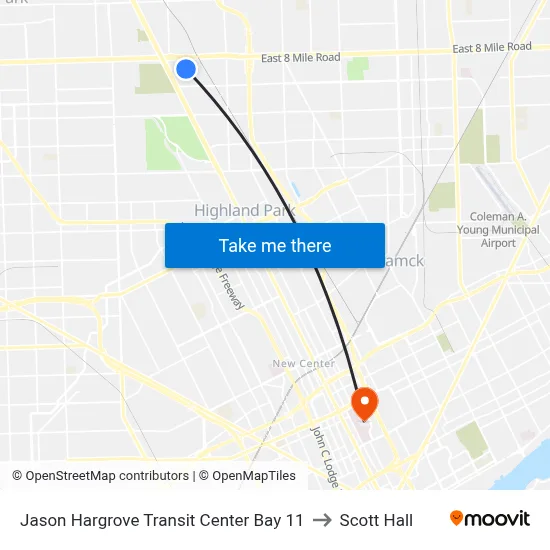 Jason Hargrove Transit Center Bay 11 to Scott Hall map