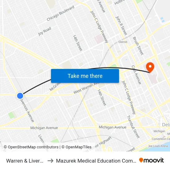 Warren & Livernois to Mazurek Medical Education Commons map