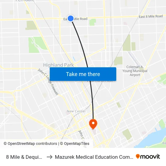8 Mile & Dequindre to Mazurek Medical Education Commons map