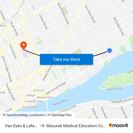 Van Dyke & Lafayette to Mazurek Medical Education Commons map