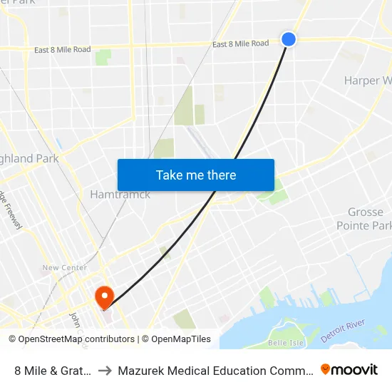 8 Mile & Gratiot to Mazurek Medical Education Commons map