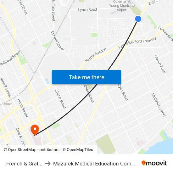 French & Gratiot to Mazurek Medical Education Commons map
