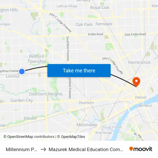 Millennium Park to Mazurek Medical Education Commons map