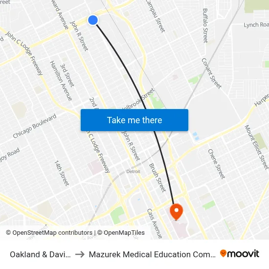 Oakland & Davison to Mazurek Medical Education Commons map