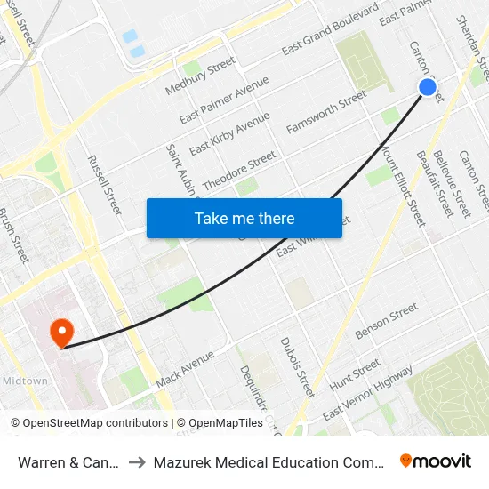 Warren & Canton to Mazurek Medical Education Commons map
