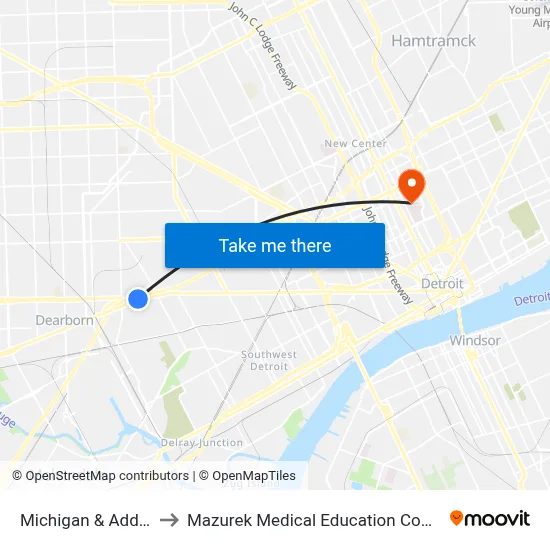 Michigan & Addison to Mazurek Medical Education Commons map