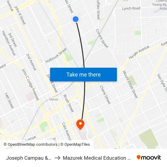 Joseph Campau & Caniff to Mazurek Medical Education Commons map