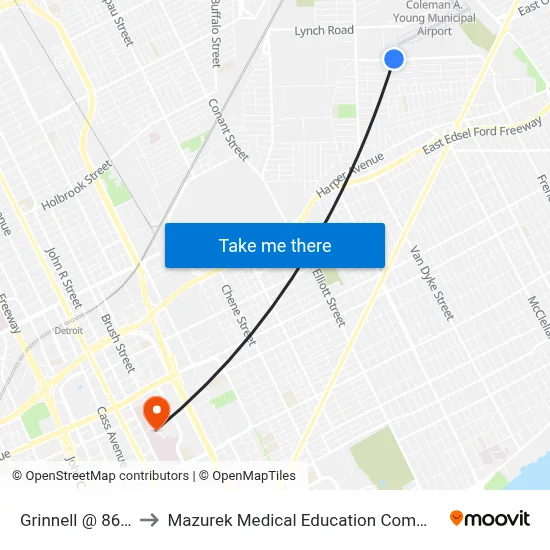 Grinnell @ 8640 to Mazurek Medical Education Commons map