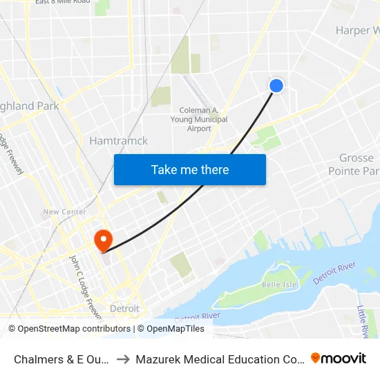 Chalmers & E Outer Dr to Mazurek Medical Education Commons map