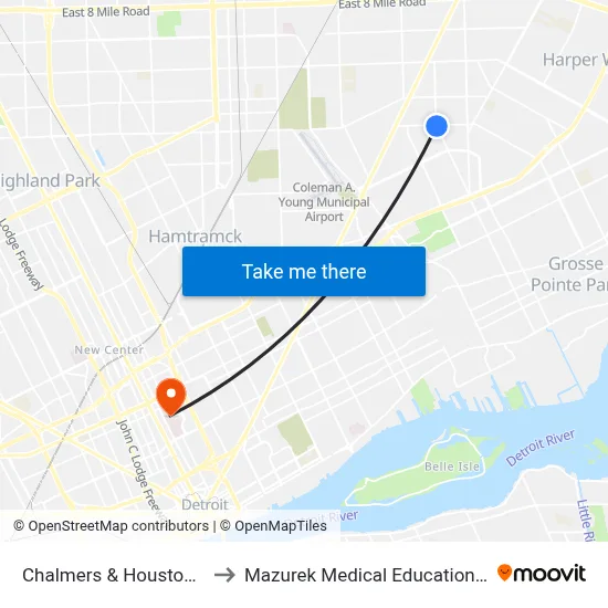 Chalmers & Houston-Whittier to Mazurek Medical Education Commons map