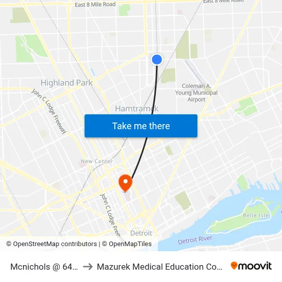 Mcnichols @ 6451 E to Mazurek Medical Education Commons map