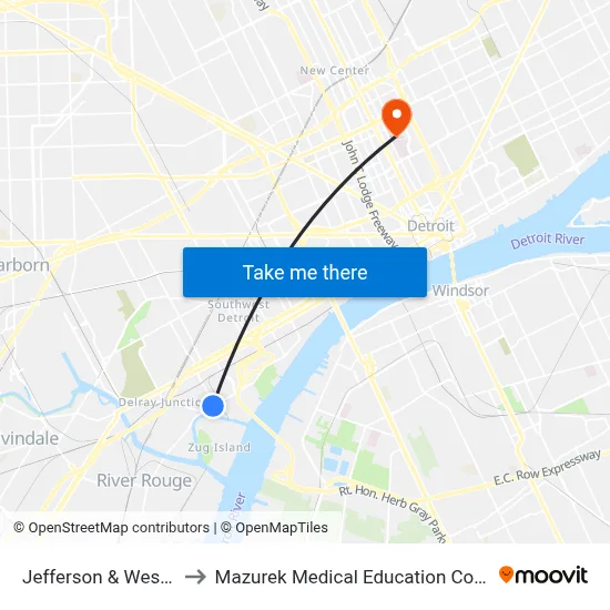 Jefferson & West End to Mazurek Medical Education Commons map
