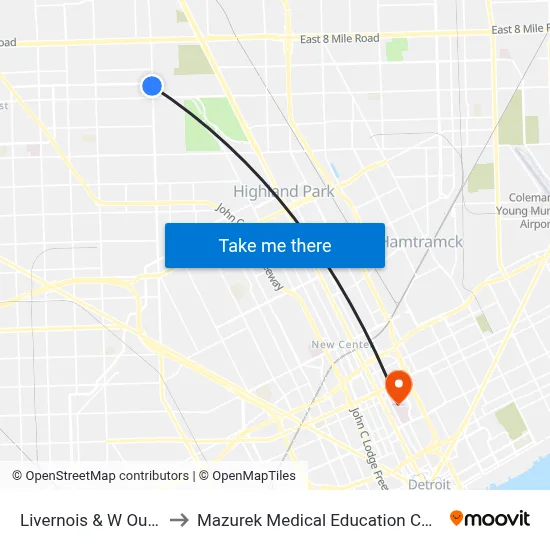 Livernois & W Outer Dr to Mazurek Medical Education Commons map