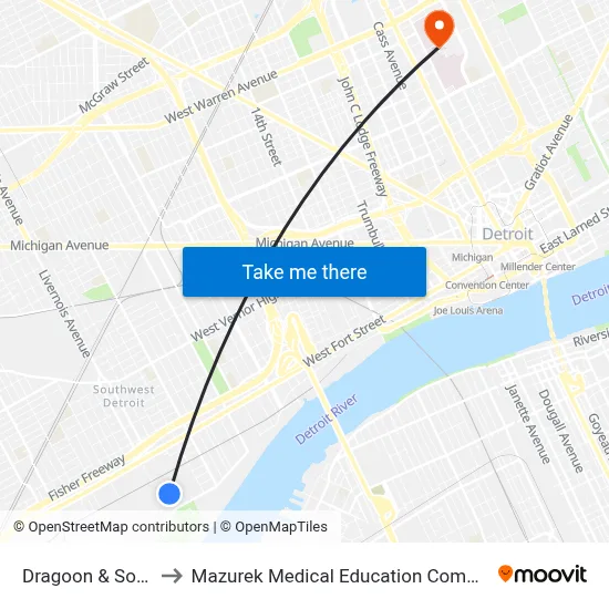 Dragoon & South to Mazurek Medical Education Commons map