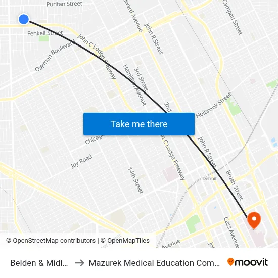 Belden & Midland to Mazurek Medical Education Commons map