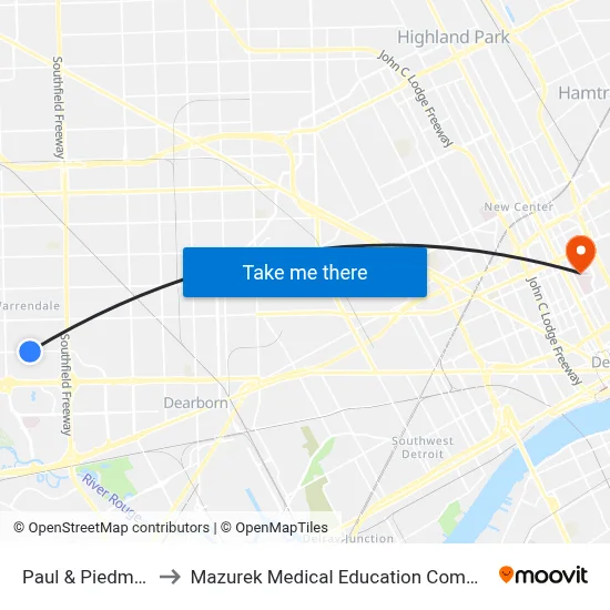 Paul & Piedmont to Mazurek Medical Education Commons map