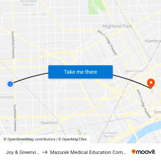 Joy & Greenview to Mazurek Medical Education Commons map