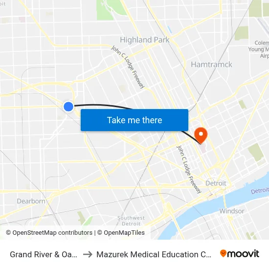 Grand River & Oakman to Mazurek Medical Education Commons map
