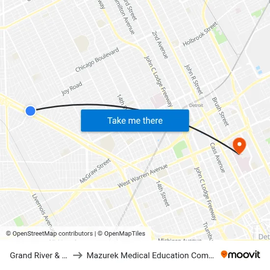 Grand River & Joy to Mazurek Medical Education Commons map