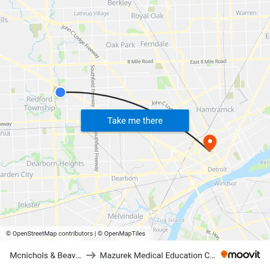 Mcnichols & Beaverland to Mazurek Medical Education Commons map