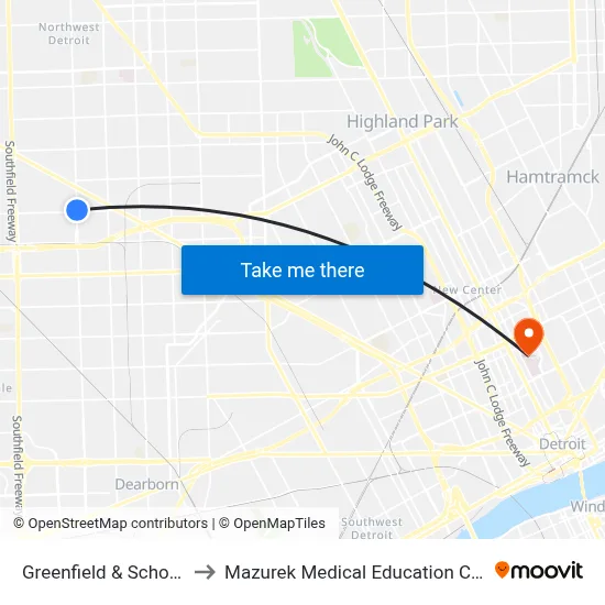 Greenfield & Schoolcraft to Mazurek Medical Education Commons map