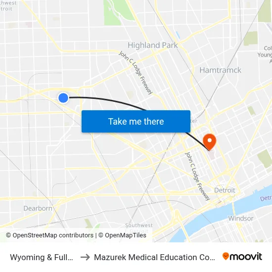 Wyoming & Fullerton to Mazurek Medical Education Commons map