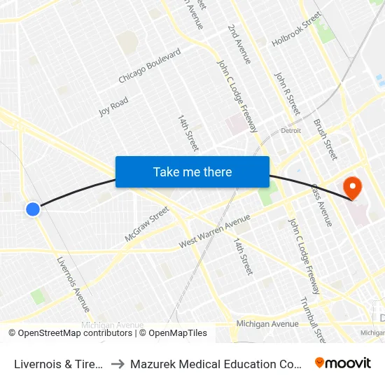 Livernois & Tireman to Mazurek Medical Education Commons map