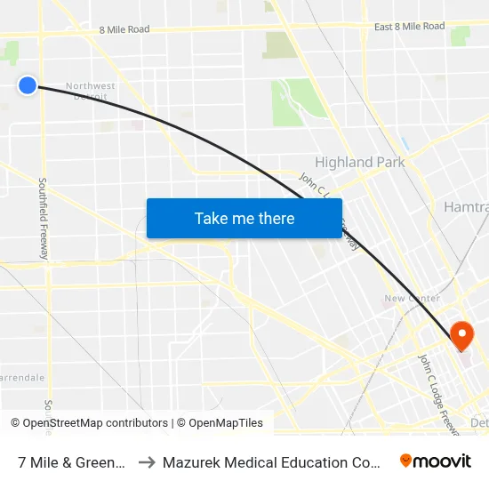 7 Mile & Greenview to Mazurek Medical Education Commons map