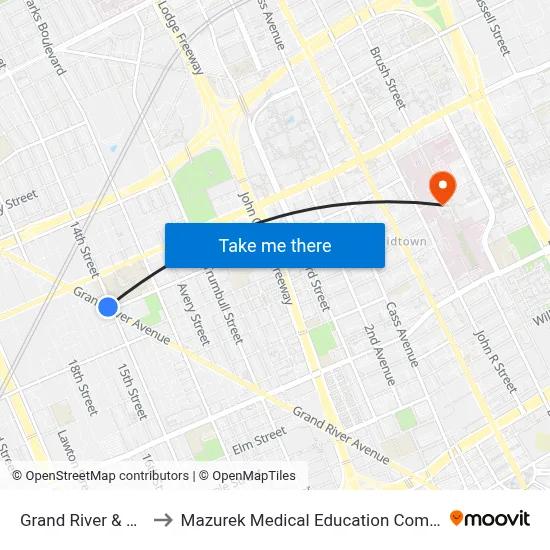 Grand River & 14th to Mazurek Medical Education Commons map