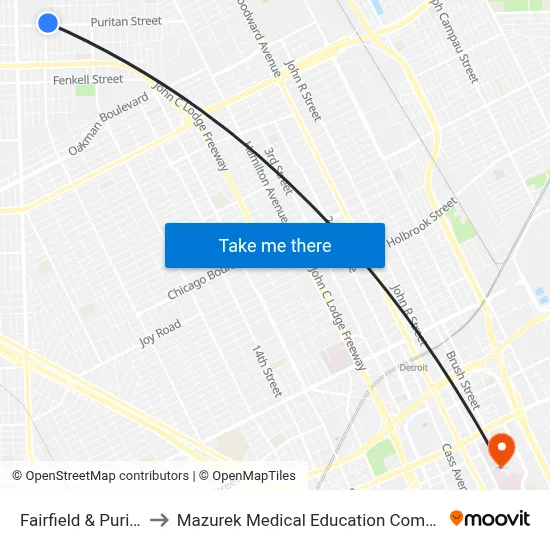 Fairfield & Puritan to Mazurek Medical Education Commons map