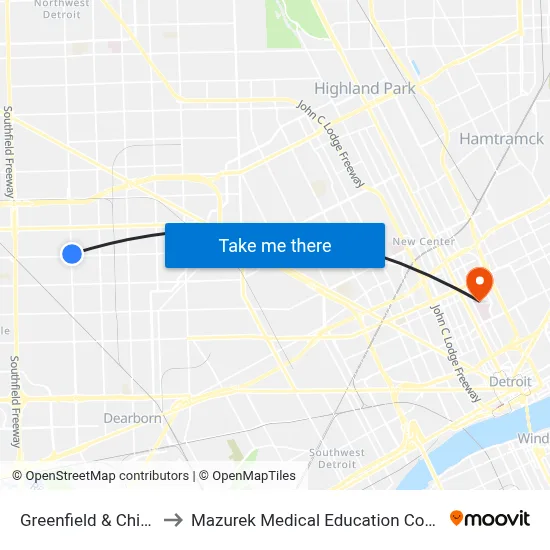 Greenfield & Chicago to Mazurek Medical Education Commons map
